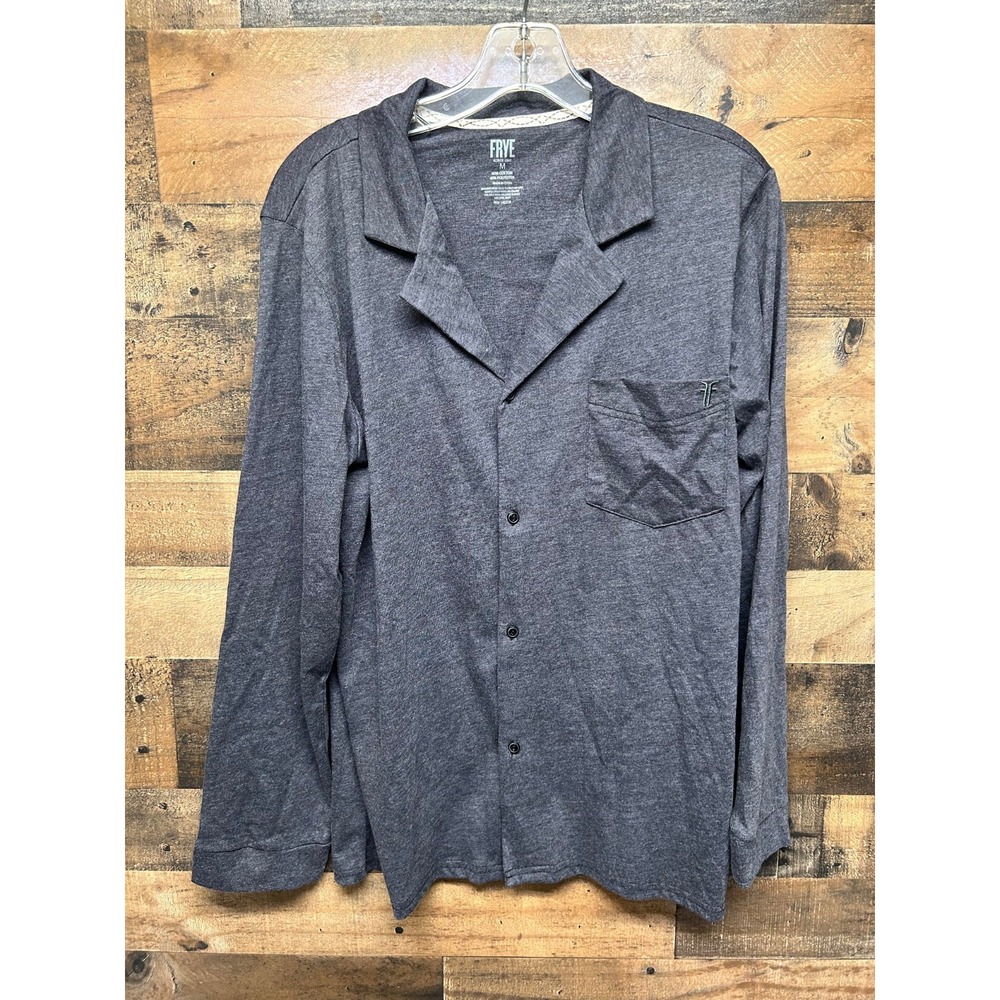 Frye Heathered Notched Collar Premium Pajama Loungewear‎ Mens M Gray Long Sleeve